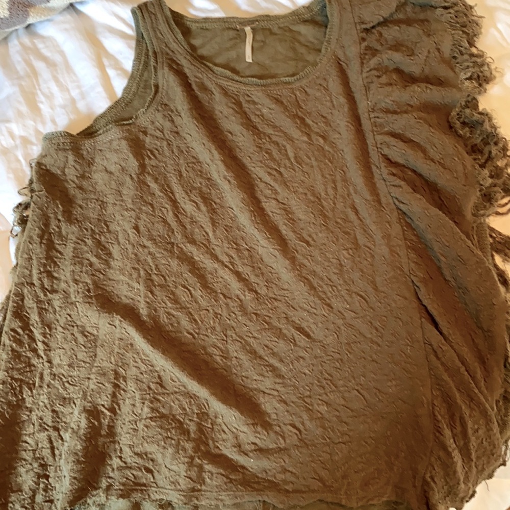 Free People small  green/brown top fits loose